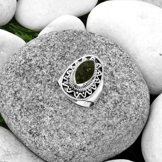 Natural Tektite Rough - Greek Ring size-7 R-1501 SDR185740