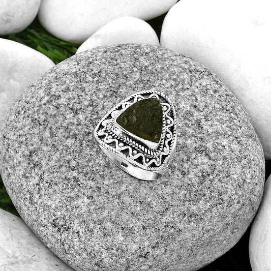 Natural Tektite Rough - Greek Ring size-8 R-1501 SDR185742