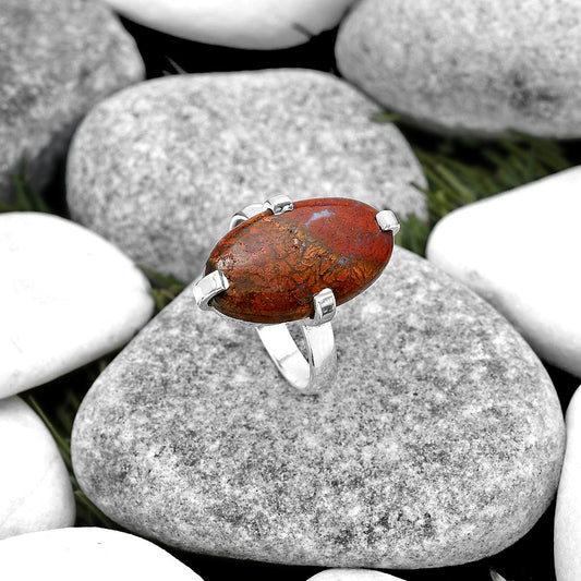Natural Red Moss Agate Ring size-9.5 R-1089 SDR187025