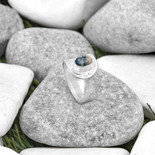 Adjustable - Blue Scheelite - Turkey Ring size-7 R-1319 SDR187081