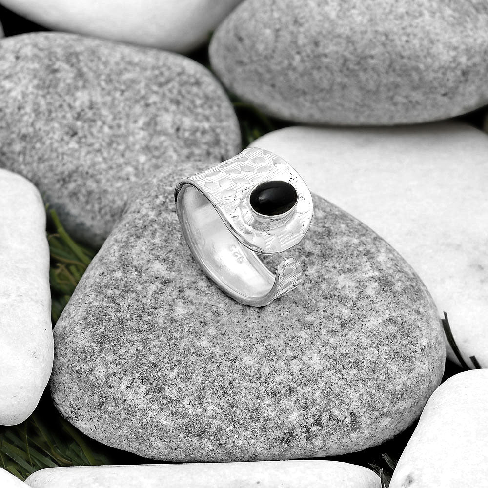 Adjustable - Black Onyx - Brazil Ring size-7.5 R-1319 SDR187143