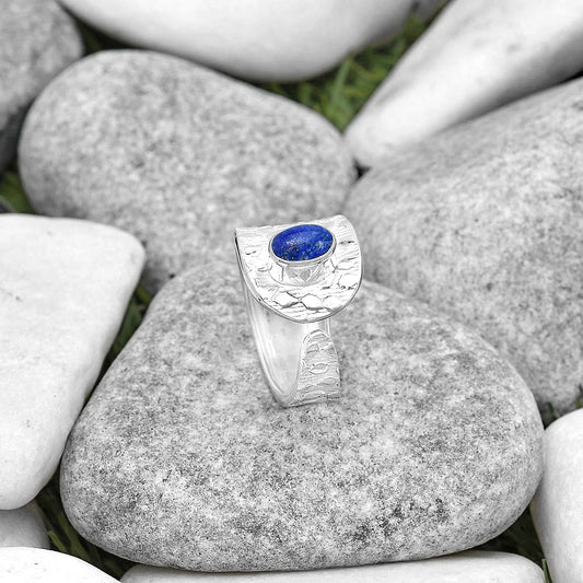 Adjustable - Natural Lapis Lazuli Ring size-7.5 R-1319 SDR187148
