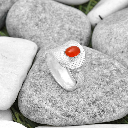 Adjustable - Natural Carnelian Ring size-8 R-1319 SDR187201