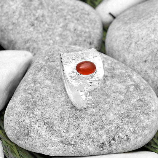 Adjustable - Natural Carnelian Ring size-7 R-1319 SDR187224
