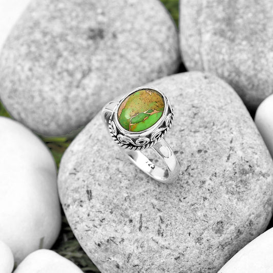 Copper Green Turquoise - Arizona Ring size-8 R-1196 SDR187425