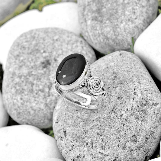 Natural Snow Flake Obsidian Ring size-7 R-1315 SDR187611