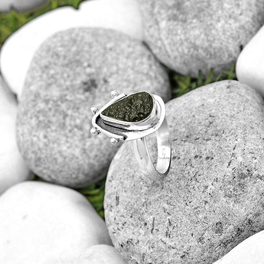 Natural Tektite Rough - Greek Ring size-7 R-1513 SDR187648