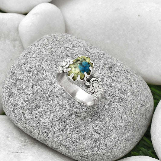 Natural K2 Blue - Azurite In Quartz Ring size-8 R-1210 SDR188281