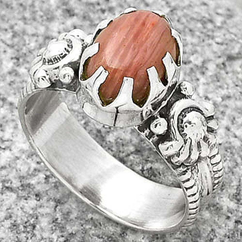 Natural Pink Tulip Quartz Ring size-7 R-1210 SDR188300