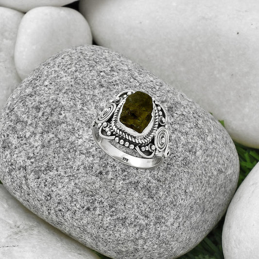 Natural Rare Kornerupine Rough Ring size-7 R-1291 SDR188699