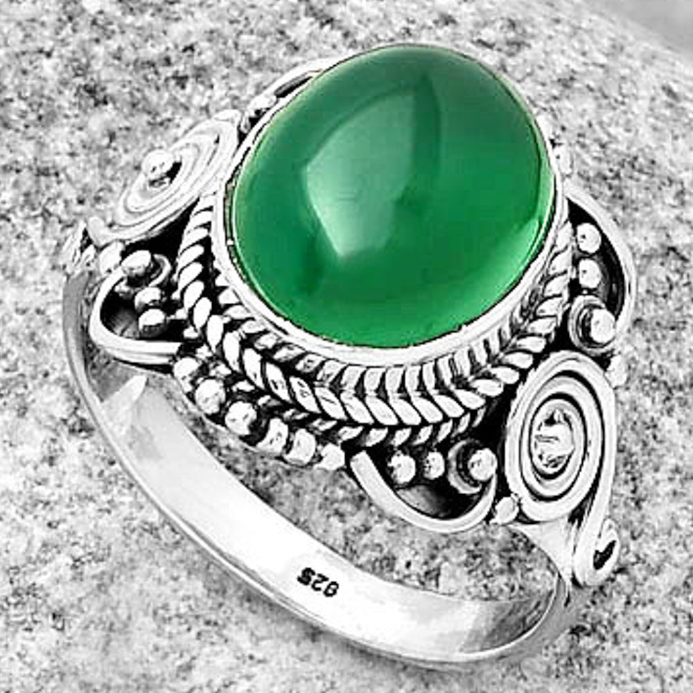Natural Green Onyx Ring size-8 R-1291 SDR188708