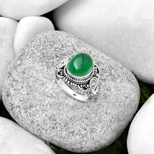 Natural Green Onyx Ring size-8 R-1291 SDR188708