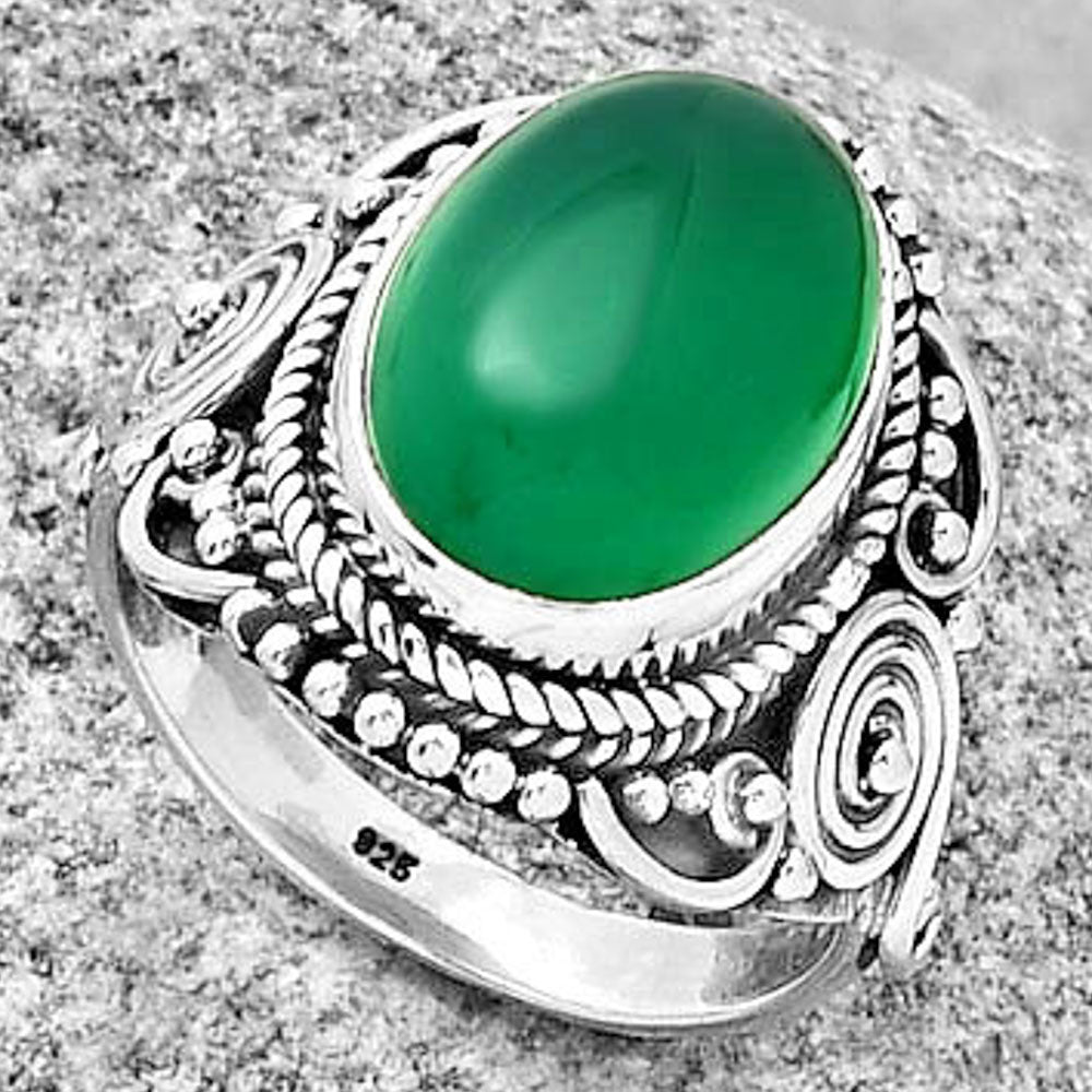 Natural Green Onyx Ring size-8 R-1291 SDR188729