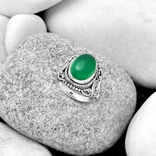 Natural Green Onyx Ring size-8 R-1291 SDR188736
