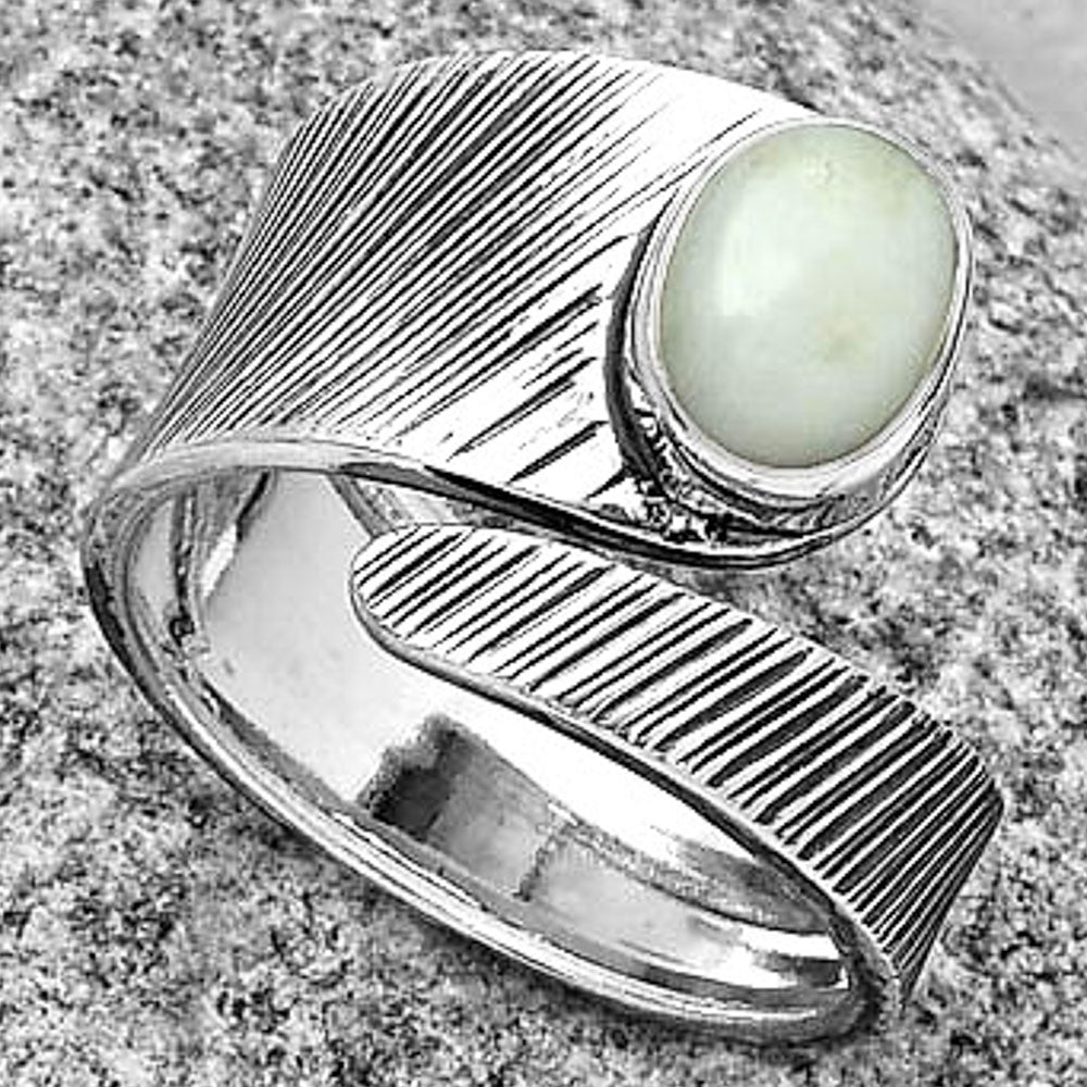 Adjustable - Natural White Opal Ring size-8.5 R-1374 SDR188785