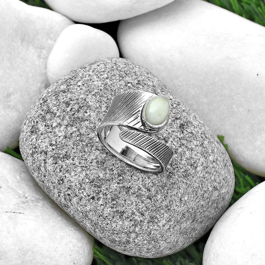 Adjustable - Natural White Opal Ring size-8.5 R-1374 SDR188785