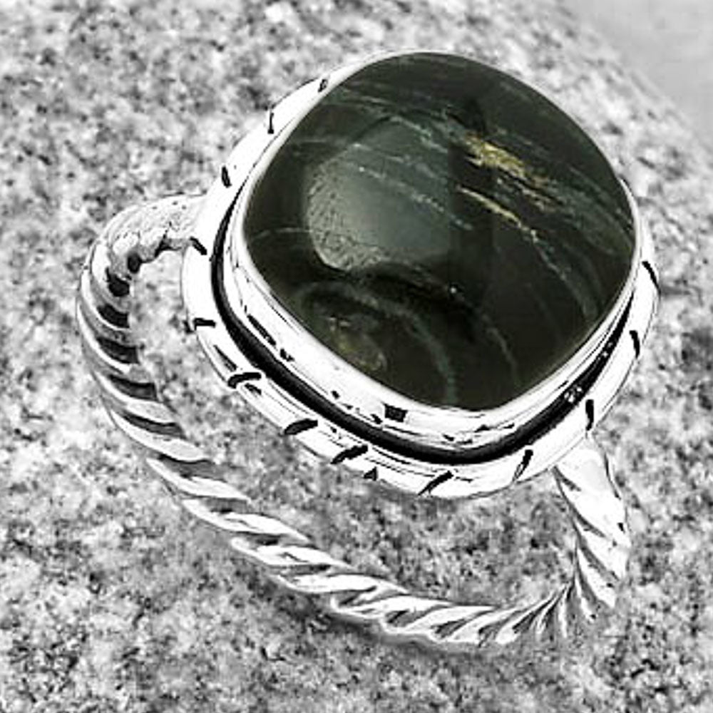 Natural Silver Leaf Obsidian Ring size-8 R-1011 SDR188792