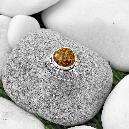 Natural Coquina Fossil Jasper India Ring size-7 R-1011 SDR188925