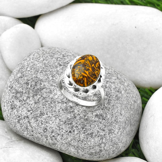 Natural Coquina Fossil Jasper India Ring size-9 R-1083 SDR189289