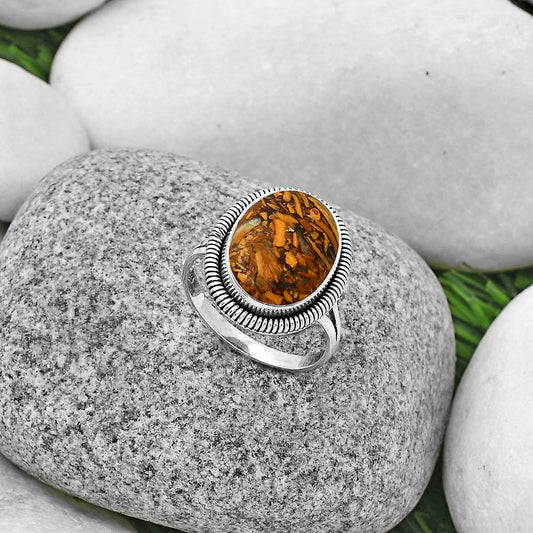 Natural Coquina Fossil Jasper India Ring size-9 R-1208 SDR189383