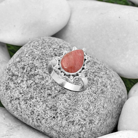 Natural Pink Tulip Quartz Ring size-8 R-1189 SDR189901