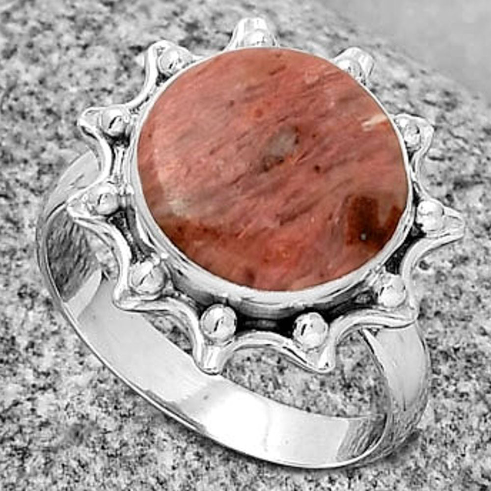 Natural Pink Tulip Quartz Ring size-8 R-1189 SDR189920