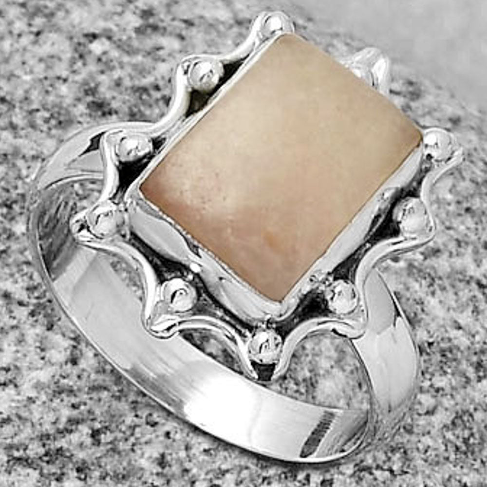 Natural Pink Scolecite Ring size-7.5 R-1189 SDR189928
