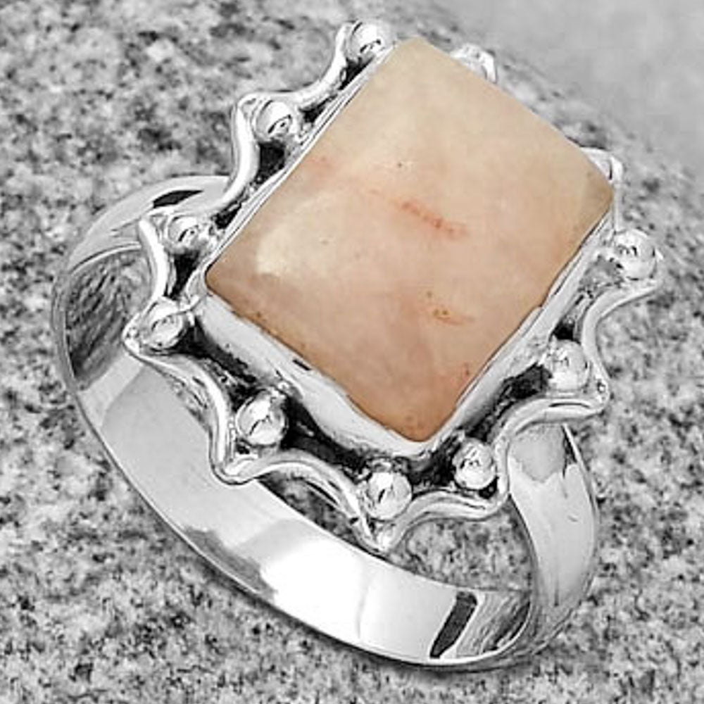 Natural Pink Scolecite Ring size-7.5 R-1189 SDR189930