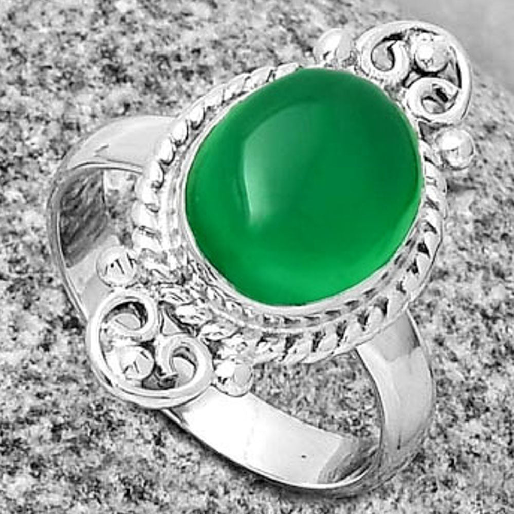 Natural Green Onyx Ring size-7 R-1500 SDR189945