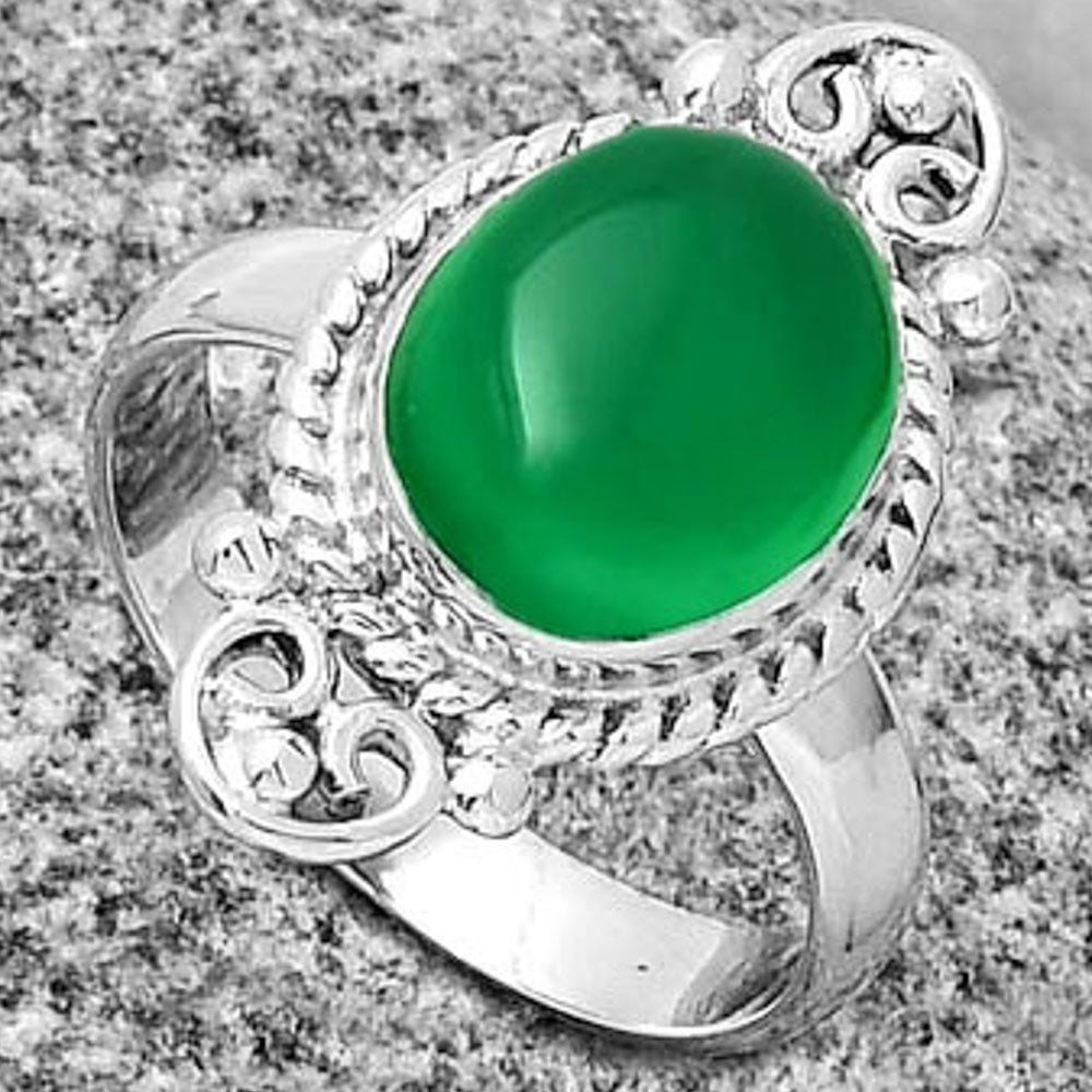 Natural Green Onyx Ring size-9 R-1500 SDR189950