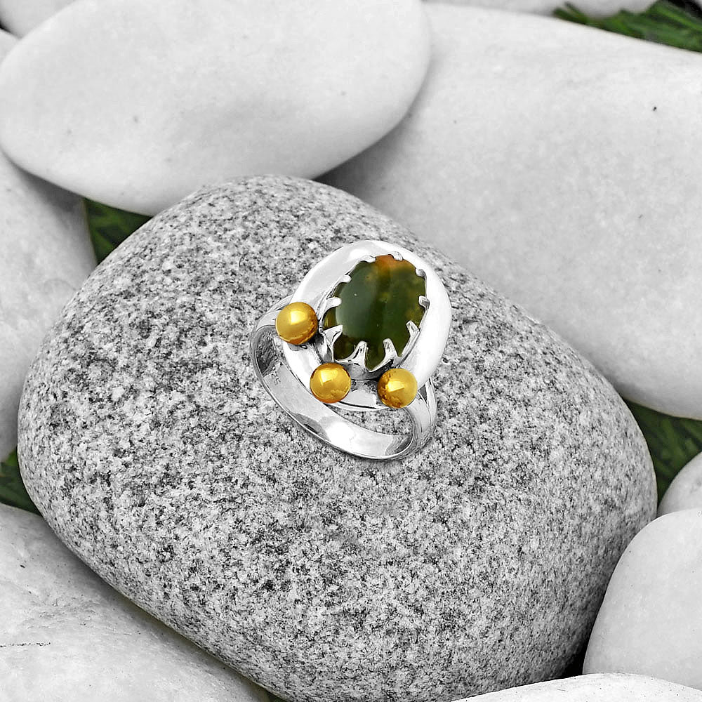 Two Tone Natural Chrome Chalcedony Ring size-6.5 R-1503 SDR189987