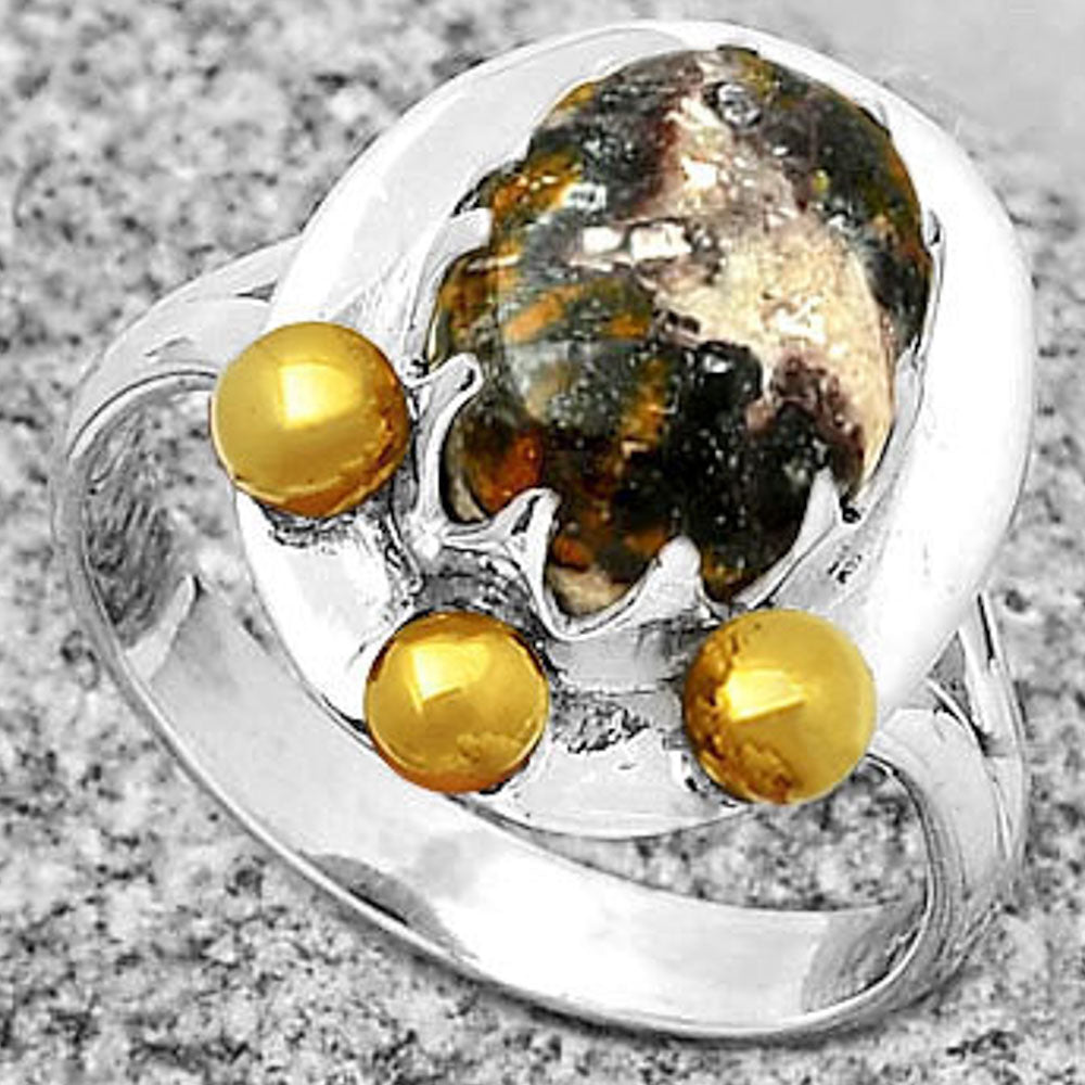 Two Tone - Indian Blanket Jasper Ring size-8.5 R-1503 SDR189994