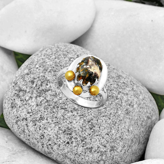 Two Tone - Indian Blanket Jasper Ring size-8.5 R-1503 SDR189994