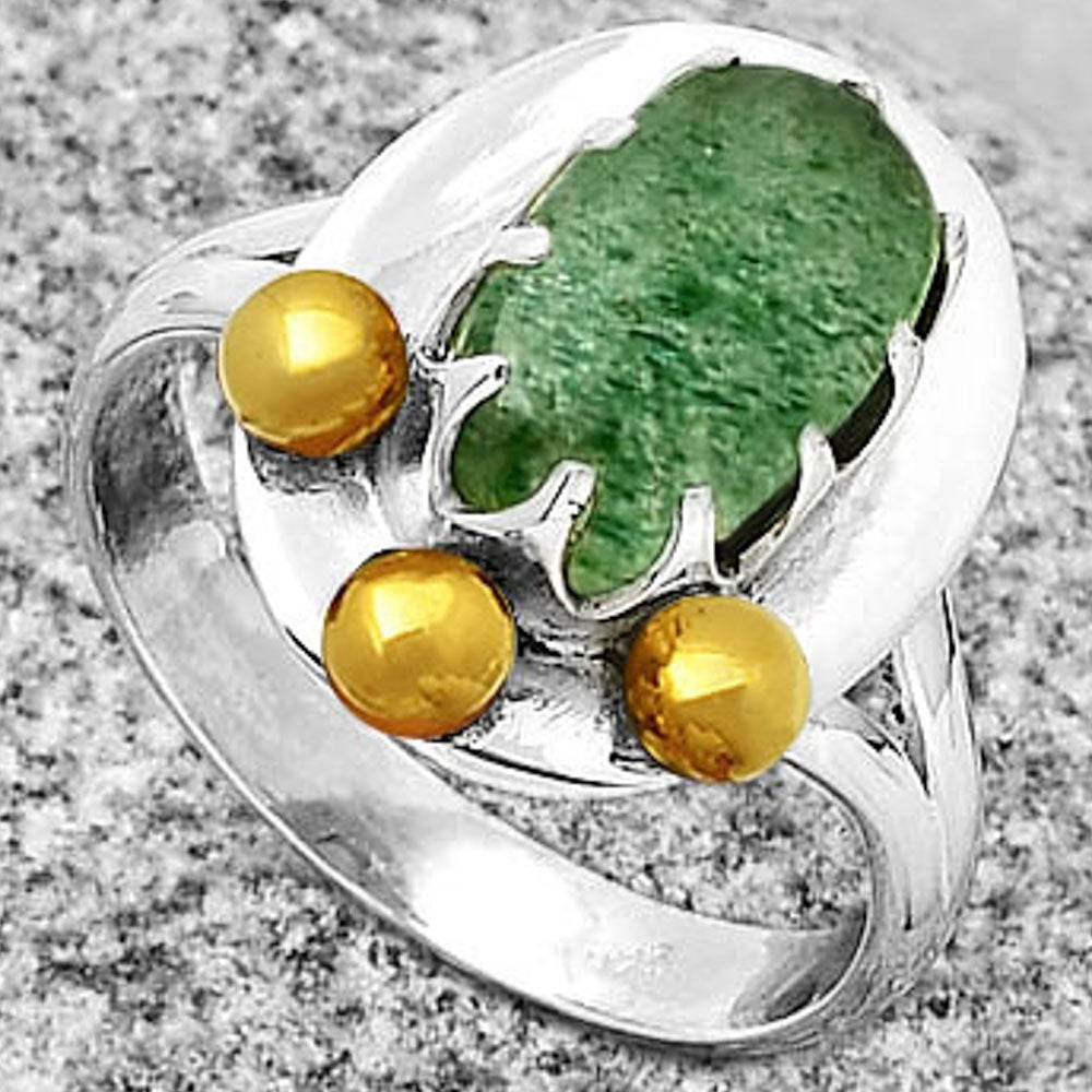Two Tone Natural Green Aventurine Ring size-8.5 R-1503 SDR189996