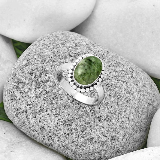 Natural Green Fuchsite Ring size-8.5 R-1071 SDR190174
