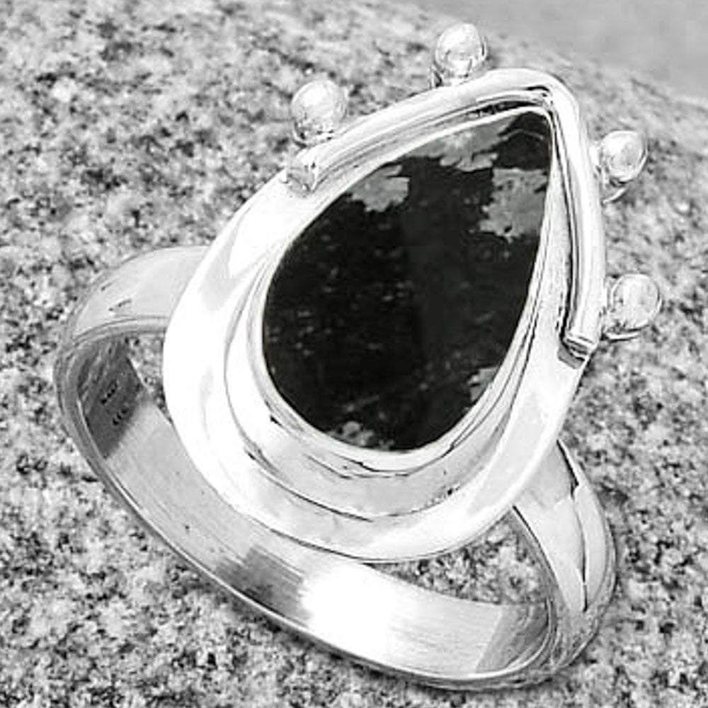 Natural Snow Flake Obsidian Ring size-7 R-1513 SDR190346