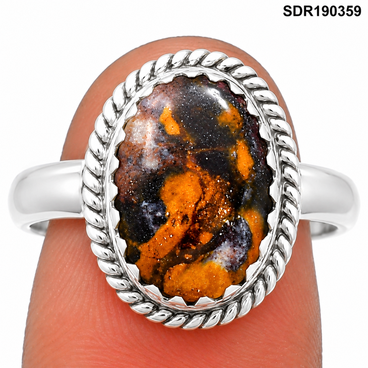 Natural Indian Blanket Jasper Ring size-8.5 R-1474 SDR190359
