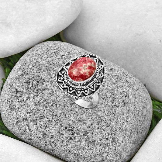 Natural Pink Thulite - Norway Ring size-7.5 R-1501 SDR191211
