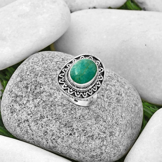Natural Paraiba Amazonite Ring size-7 R-1501 SDR191217