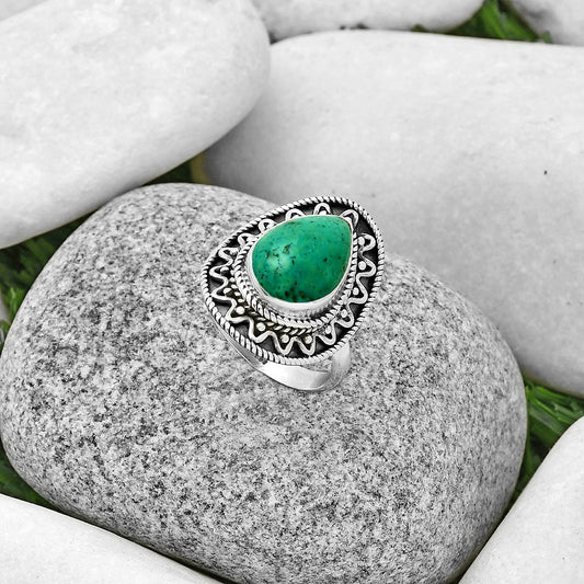 Natural Turquoise Magnesite Ring size-8 R-1501 SDR191230