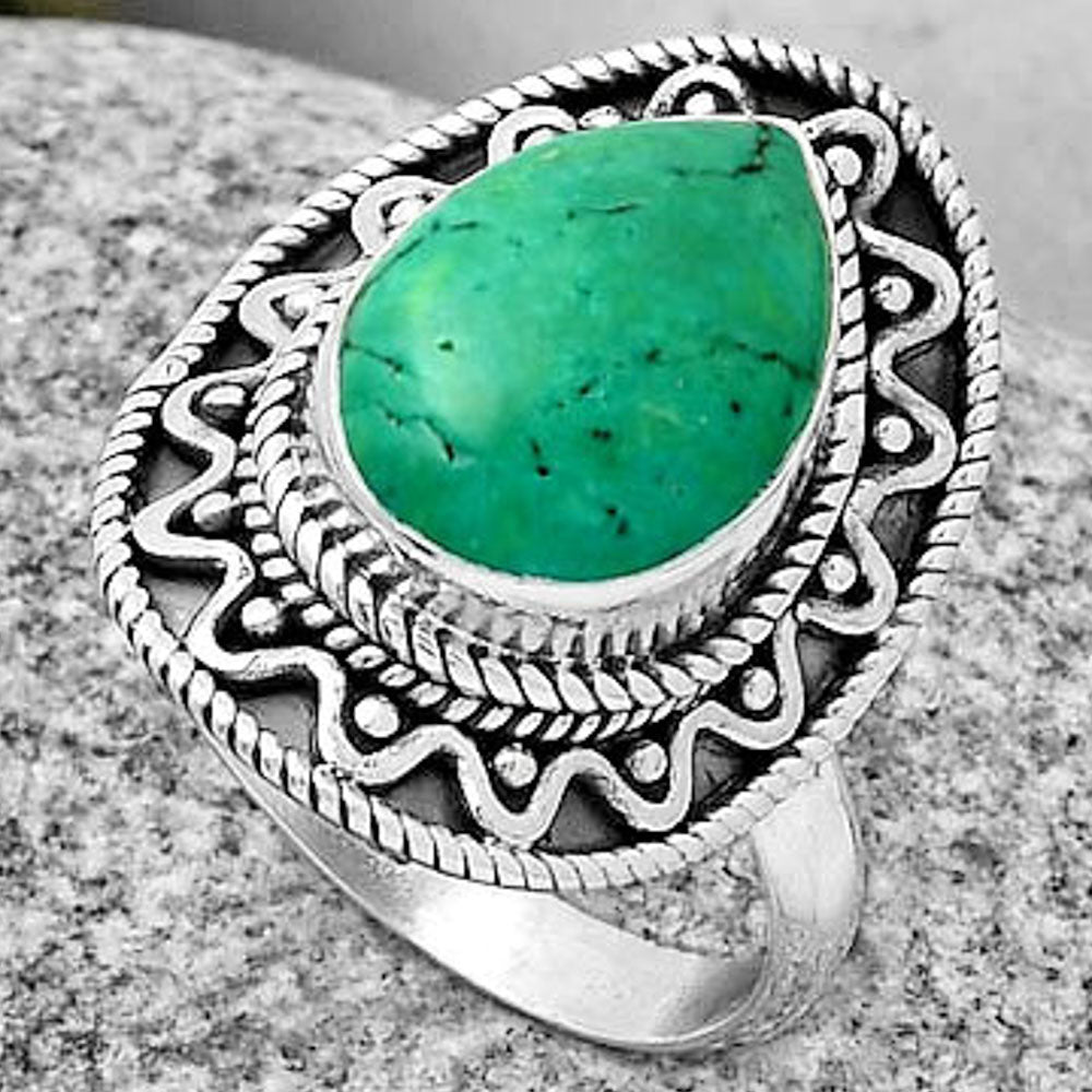Natural Turquoise Magnesite Ring size-8.5 R-1501 SDR191235
