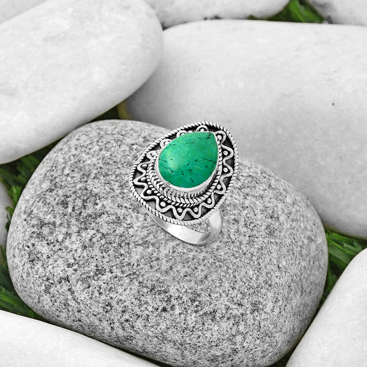 Natural Turquoise Magnesite Ring size-8.5 R-1501 SDR191235