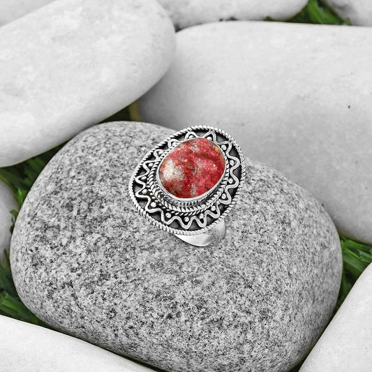 Natural Pink Thulite - Norway Ring size-8 R-1501 SDR191250