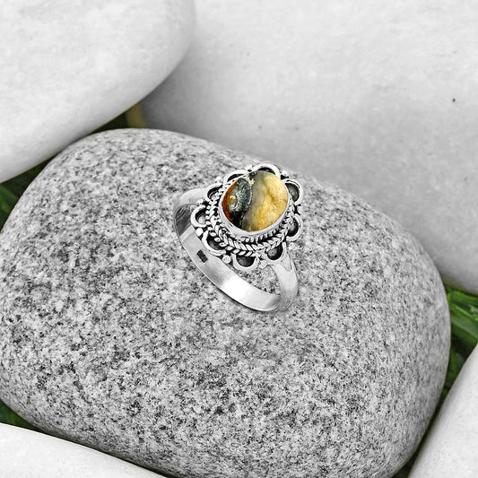 Natural Indian Blanket Jasper Ring size-7 R-1256 SDR191264