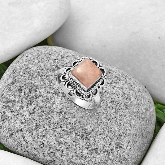 Natural Pink Scolecite Ring size-7 R-1256 SDR191286