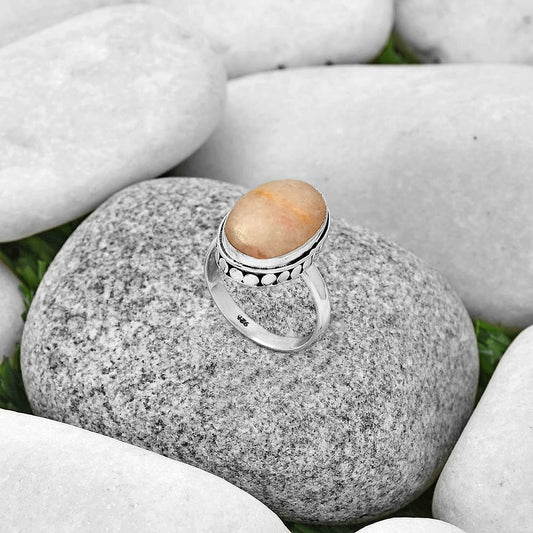 Natural Pink Scolecite Ring size-7 R-1499 SDR191458