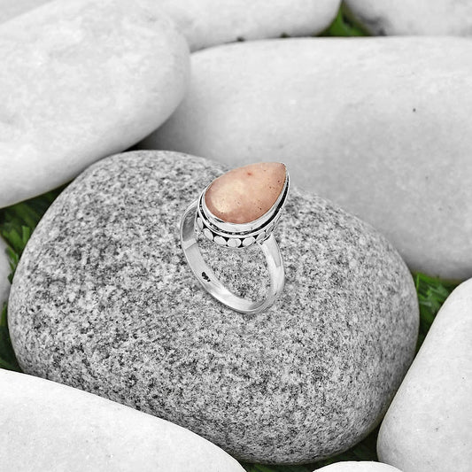 Natural Pink Scolecite Ring size-7 R-1499 SDR191461