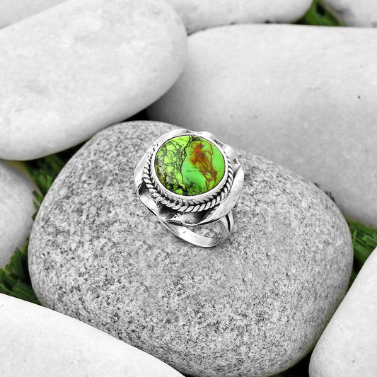 Natural Green Matrix Turquoise Ring size-9 R-1212 SDR191489