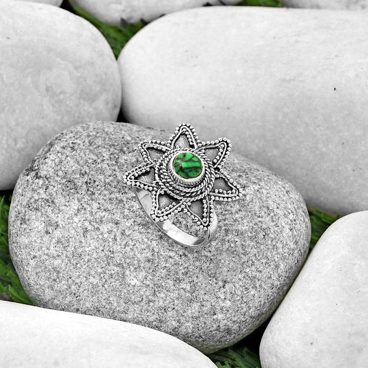 Natural Green Matrix Turquoise Ring size-7.5 R-1146 SDR191613