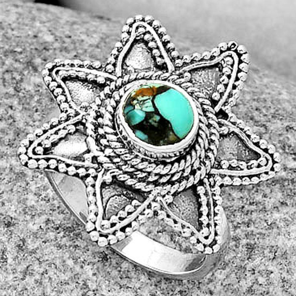 Natural Lucky Charm Tibetan Turquoise Ring size-7 R-1146 SDR191618